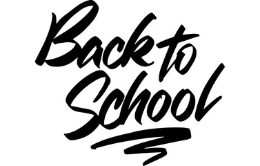 Fototapeta premium Back to school Black Phrase over white. Modern Lettering. Brushpen Pointed Pen font. Calligraphy script. Expressive Fancy Hand written Underlined typeface. Education and online learning. 