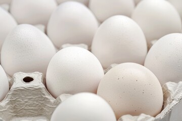 Close-up image of chicken eggs neatly arranged in a carton. The eggs are brown and white.. Beautiful simple AI generated image in 4K, unique.