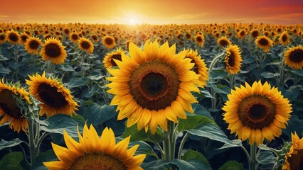 Fototapeta premium Field of sunflowers
