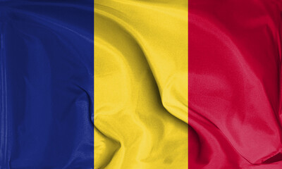 An up close view of Chad flag flying textures