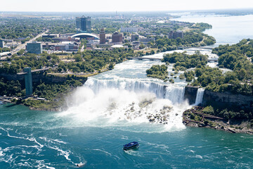 Niagara waterfall from above in the summer, Aerial view of Niagara waterfall.