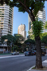 Esquina da Rua da Consola&ccedil;&atilde;o com a Avenida Ipiranga - S&Atilde;O PAULO, SP, BRAZIL - JUNE 15, 2024: Corner of Rua da Consola&ccedil;&atilde;o and Avenida Ipiranga, with emphasis on the It&aacute;lia building in the center.