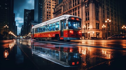 Fototapeta premium Bus on street city 