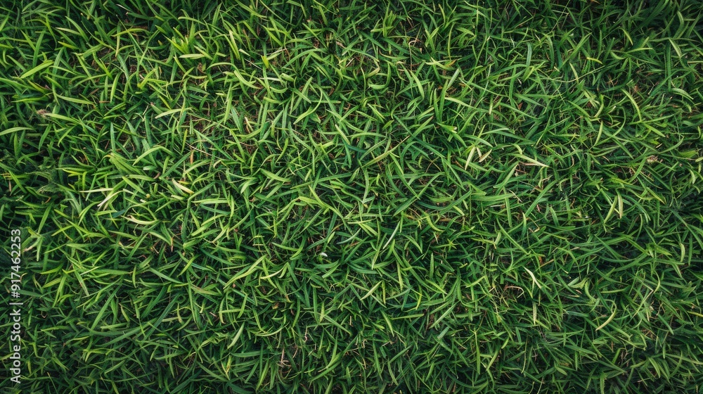 Wall mural top view of bright green grass texture for backdrop, lawn, or golf courses.