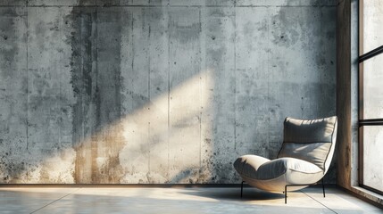 Loft seating by concrete wall