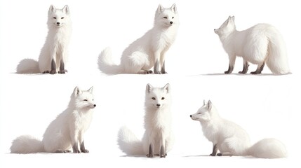 Arctic Fox in Six Poses - White Furry Animal