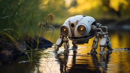 Captivating close-up of a reflective insect in aquatic surroundings.