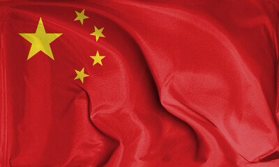 An up close view of China flag flying textures