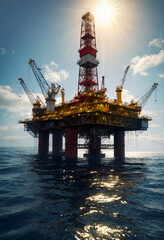gas platform on ocean. Generative AI