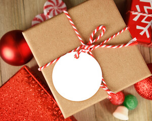 Santa Gift Tag Box Present Mockup Display