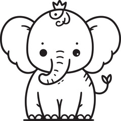 A cute elephant line art design