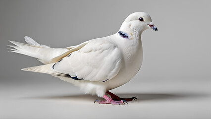 Obraz premium Serenity of White Doves Facing Forward - on White Background