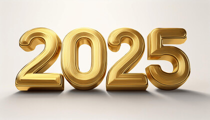 year 2025 golden symbol, 3d-illustration