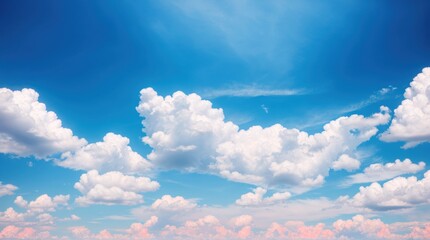 Bright blue skies and fluffy white clouds during a sunny day 