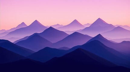 Naklejka premium Calm Polygonal Picture of Lavender Mountains under Soft Pink Sky 