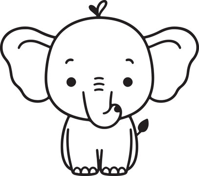 recommend clip art: A cute elephant line art design