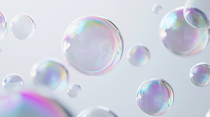 A Collection of Colorful, Iridescent Bubbles in the Air