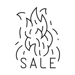 burning sale discount line icon vector. burning sale discount sign. isolated contour symbol black illustration