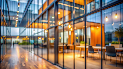 Defocused interior view of a modern business office