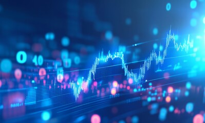 Obraz premium digital stock market chart with bar and line graphs