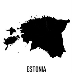 Estonia Map - black World Map International vector template with High detailed isolated on white background - Vector