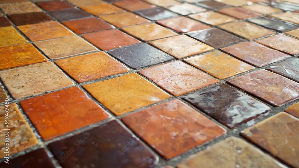 Poster an array of multicolored glass tiles meticulously crafted into a visually appealing mosaic. these ar