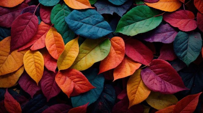 Dynamic fusion of vibrant fall leaves intricately linked 