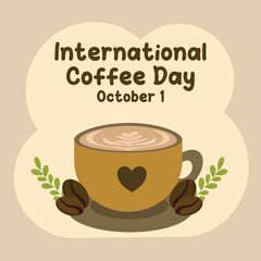International Coffee Day vector design for international Coffee Day celebration. Suitable for flat design graphic for social media, flyer design, flat illustration, banner, template, poster
