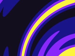 Eye-catching abstract background with dynamic swirling pattern, blue, purple, yellow shapes overlap, creating depth and movement.