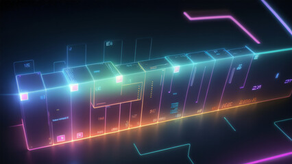 Led light. abstract effect. future tech. glare cubes. digital cpu signal. shine grid. modern big data. neon flare. quantum computer net system. magic code. grid hud lines. web device. blocks system.