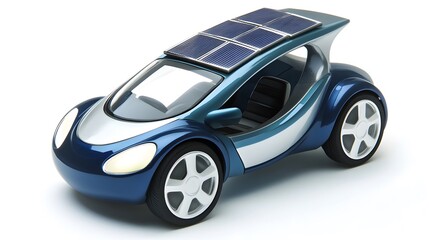 3D Illustration of a Futuristic Solar-Powered Car