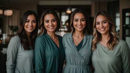 Fototapeta premium Happy quartet of women exuding confidence showcasing camaraderie and unity 