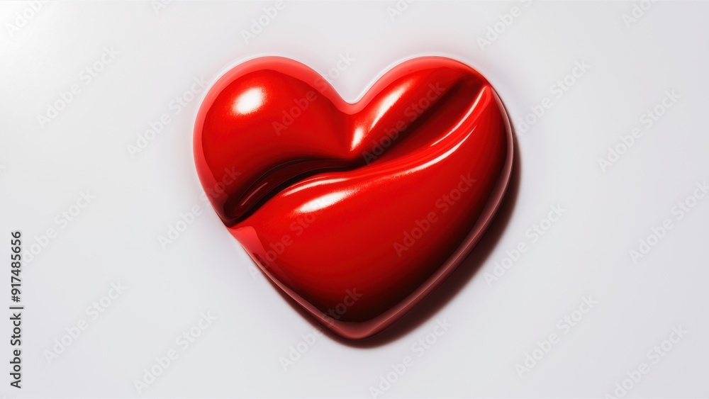 Poster a red heart shaped object on a white background with some sort of texture, ai