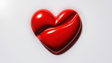 A red heart shaped object on a white background with some sort of texture, AI