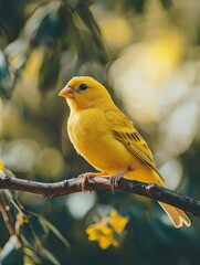 Canary isolated on summer background