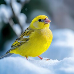 Canary isolated on winter background