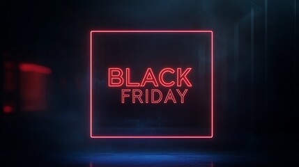 Fototapeta premium Black Friday text in glowing red neon light frame