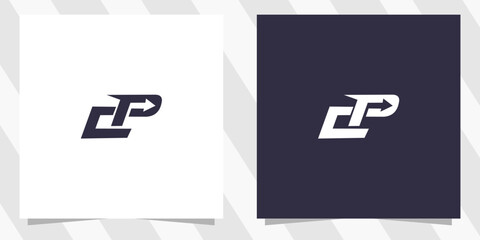 letter cp pc logo design vector