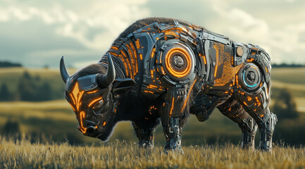 High-Tech Robot Bison: A Sturdy Grazer of the Robotic Plains