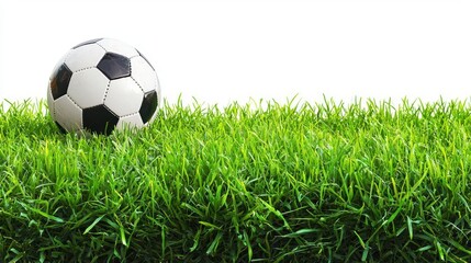Obraz premium Soccer ball on grass field, sports equipment in natural setting