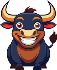 Cow cartoon character vector image. Illustration of cute cow animal fun mascot on the white background