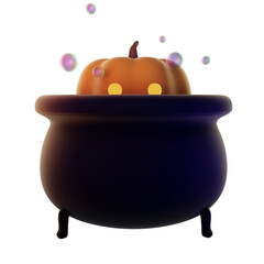 Halloween Pumpkin Holiday Cauldron Witch Potion 3d