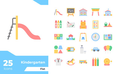 Kindergarten Flat Icons