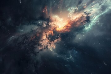 Fototapeta premium Colorful and detailed space nebula with glowing gas clouds and bright stars