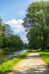 A serene pathway along the Canal du Loing in France