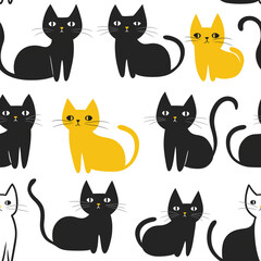 Seamless pattern tileable background of funny cats