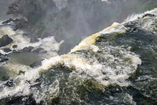 Iguazu waterfalls in overcast weather. High quality photo