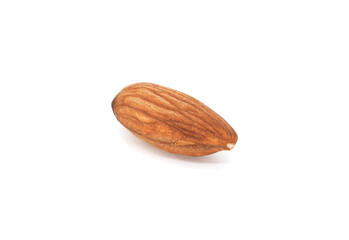 one almond nut on white background