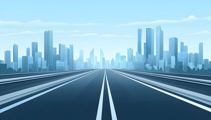 Fototapeta premium Empty city roads illustration