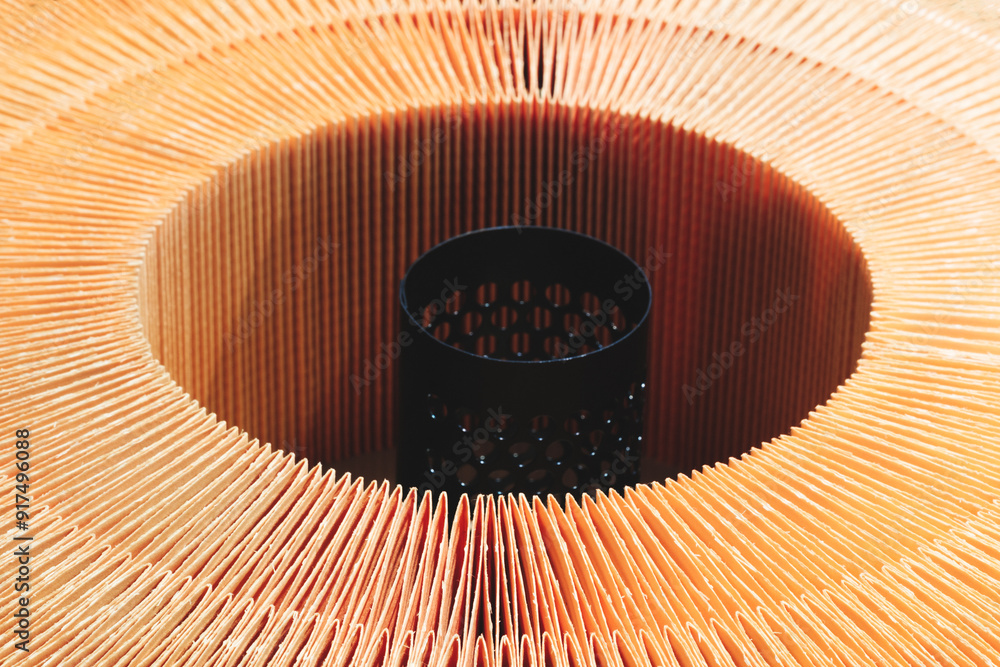 Poster a paper filter tube is in the center of a circle of paper